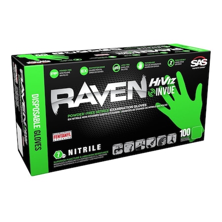 Sas Safety RAVEN INVUE GREEN PF NITRILE-L 66552